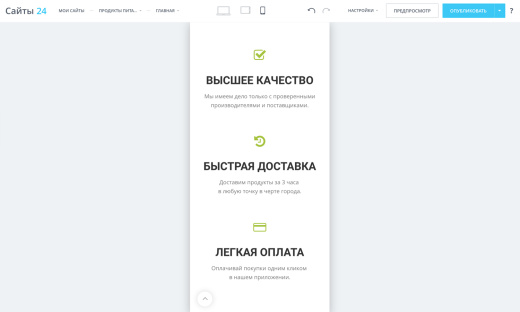 Интернет-магазин продуктов питания и доставки еды «Крайт: Продукты питания.Retail24» с конструктором