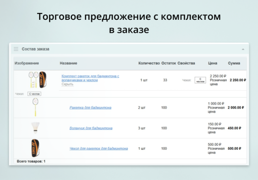 INRAISE: Торговые предложения с комплектами